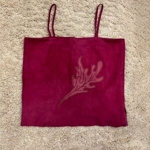 Vintage Italian Suede Pink Stop With Leather Flower Size Large